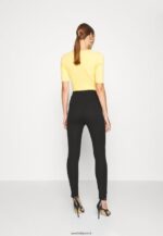 femmes punto leggings avec bouton détail leggings pantalon noir 006BT652 Anna Field - Image 3