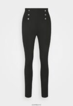 femmes punto leggings avec bouton détail leggings pantalon noir 006BT652 Anna Field - Image 4