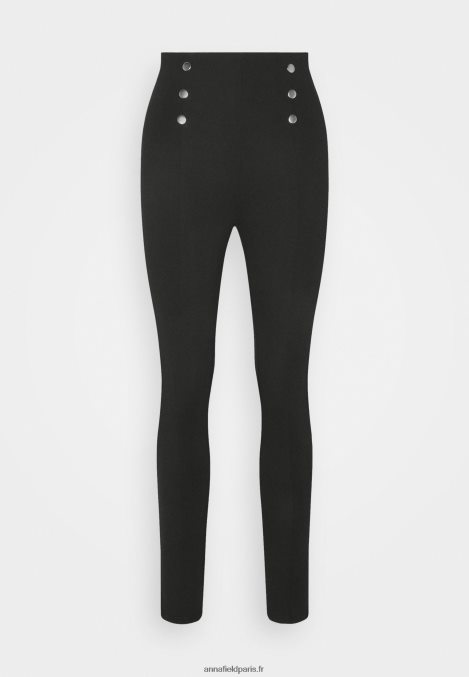 femmes punto leggings avec bouton détail leggings pantalon noir 006BT652 Anna Field - Image 4