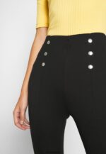 femmes punto leggings avec bouton détail leggings pantalon noir 006BT652 Anna Field - Image 5