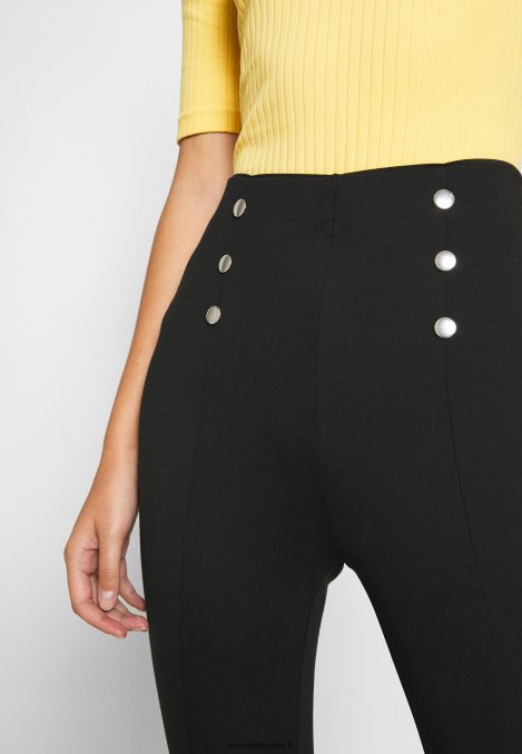femmes punto leggings avec bouton détail leggings pantalon noir 006BT652 Anna Field - Image 5