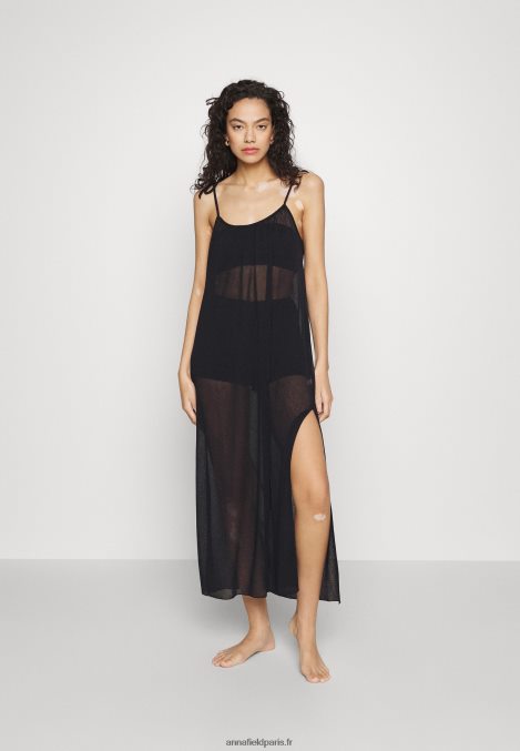 femmes robe de plage à bretelles simples accessoire de plage noir 006BT737 Anna Field - Image 1