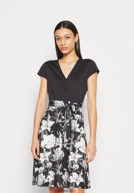 femmes_robe_en_jersey_noir_gris_blanc_006bt156_anna_field.jpg femmes robe en jersey noir/gris/blanc 006BT156 Anna Field - Image 1