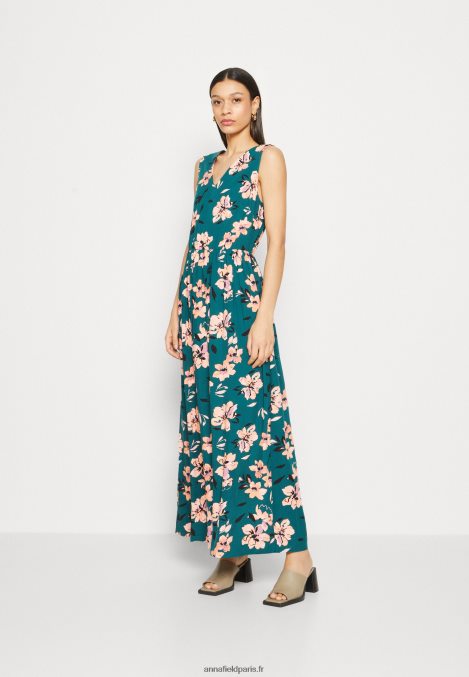 femmes_robe_longue_vert_fonce_rose_006bt224_anna_field.jpg femmes robe longue vert foncé/rose 006BT224 Anna Field - Image 1