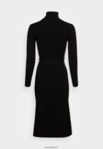 femmes rollkragen ripp mini srickkleid mit grtel robe pull noir 006BT234 Anna Field - Image 2