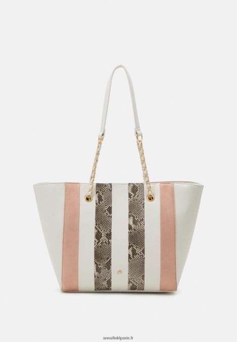 femmes_sac_cabas_blanc_casse_rose_006bt2481_anna_field.jpg femmes sac cabas blanc cassé/rose 006BT2481 Anna Field - Image 1