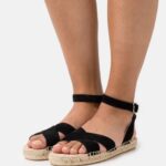 femmes sandales à plateforme en cuir noir 006BT1579 Anna Field