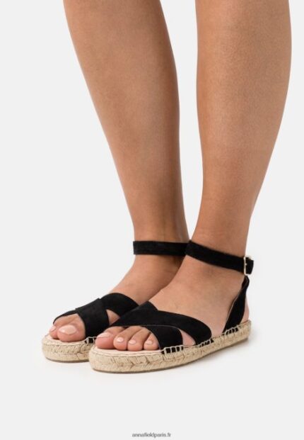 femmes sandales à plateforme en cuir noir 006BT1579 Anna Field