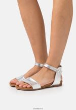 femmes sandales en cuir argent 006BT1300 Anna Field