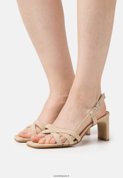 femmes sandales en cuir beige 006BT1446 Anna Field