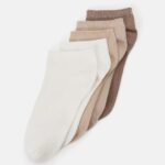 femmes socquettes côtelées douces lot de 5 chaussettes beige 006BT1118 Anna Field