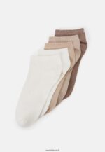 femmes socquettes côtelées douces lot de 5 chaussettes beige 006BT1118 Anna Field