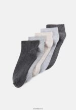 femmes socquettes côtelées douces lot de 5 chaussettes gris/beige 006BT1135 Anna Field