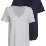 femmes t-shirt basique chiné gris clair/bleu 006BT334 Anna Field
