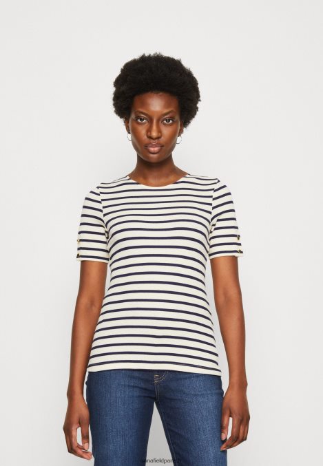 femmes_t_shirt_imprime_bleu_fonce_blanc_006bt339_anna_field.jpg femmes t-shirt imprimé bleu foncé/blanc 006BT339 Anna Field - Image 1