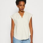 femmes t-shirt imprimé chemise en lin mélangé beige 006BT336 Anna Field