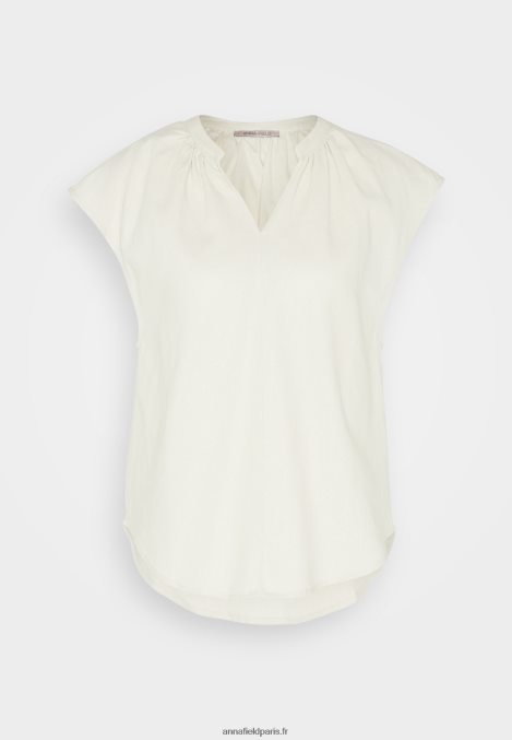 femmes t-shirt imprimé chemise en lin mélangé beige 006BT336 Anna Field - Image 5