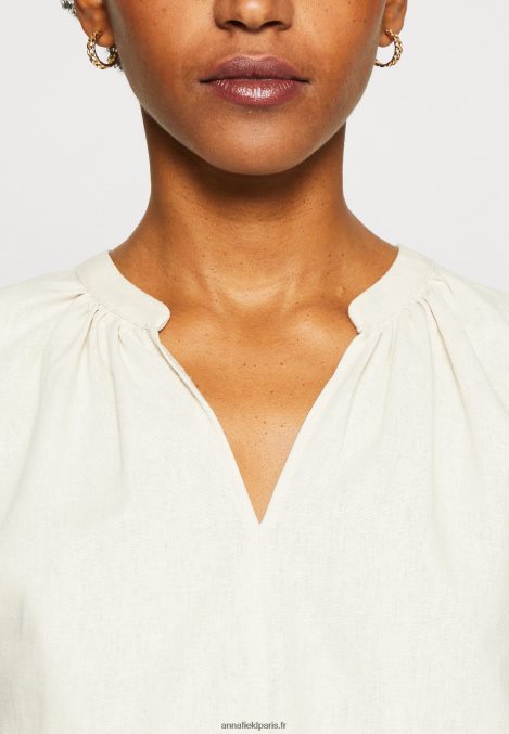femmes t-shirt imprimé chemise en lin mélangé beige 006BT336 Anna Field - Image 6