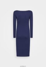 femmes v ausschnitt bodycon midi strickkleid robe droite bleu foncé 006BT214 Anna Field - Image 2