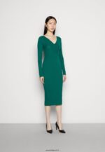 femmes v ausschnitt robe droite moulante midi strickkleid vert 006BT196 Anna Field