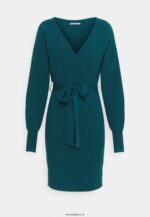 femmes wrap v ausschnitt mini srickkleid mit grtel robe droite sarcelle profonde 006BT207 Anna Field