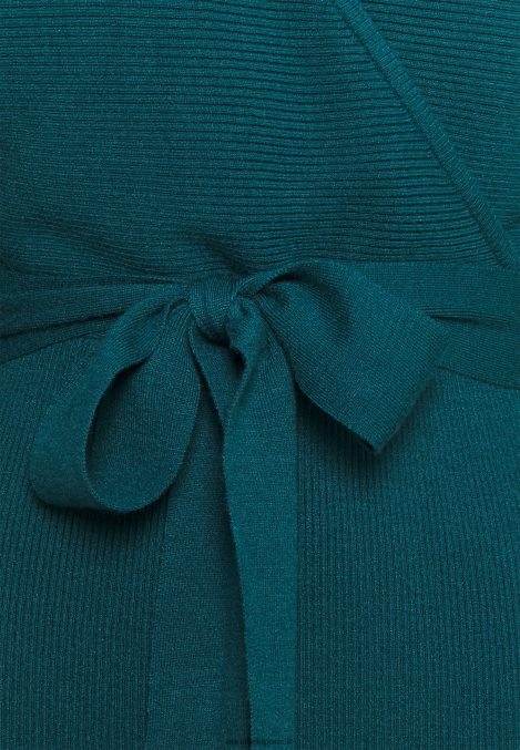 femmes wrap v ausschnitt mini srickkleid mit grtel robe droite sarcelle profonde 006BT207 Anna Field - Image 3